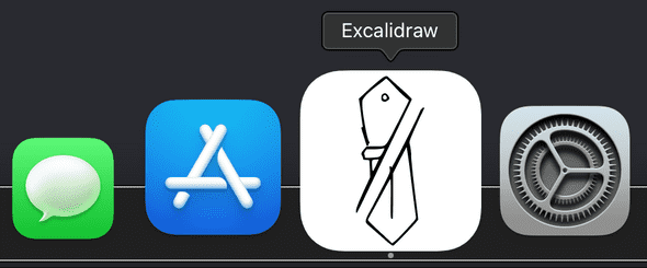 Excalidraw icon on the macOS Dock.